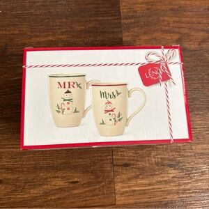 Lenox Cream Holiday Snowman Mug Set
